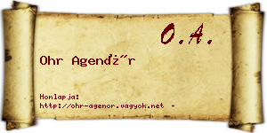 Ohr Agenór névjegykártya